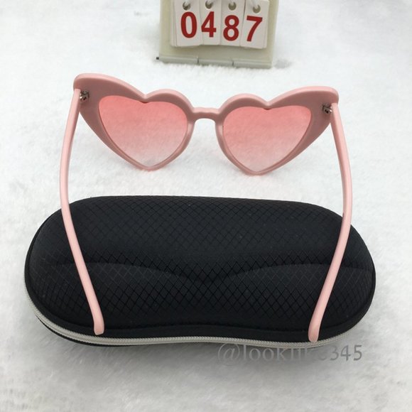 Pink Heart-shaped Retro Vintage Sunglasses - Picture 3 of 4